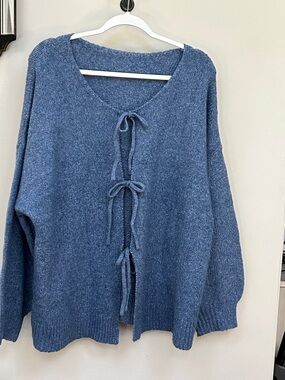 Blue Tie-Front Women's Sweater XL